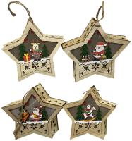 Opakowanie Gwiazda drewniana lampion ze światłem MIX