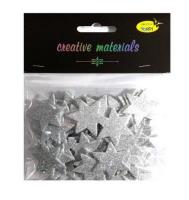 Gwiazdki z pianki brokatowej srebrne ok 50szt. Wydawca: Galeria Hobby. SmakLiter.pl Opakowanie Gwiazdki z pianki brokatowej srebrne ok 50szt