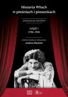 Historia Włoch w pieśniach i piosenkach cz.1. Autor: Andrea Mariani. SmakLiter.pl Okładka książki Historia Włoch w pieśniach i piosenkach cz.1