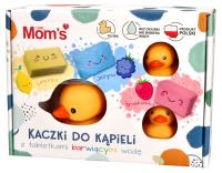 Kaczki do kąpieli z tabletkami barwiącymi wodę. Wydawca: Mom's Care. SmakLiter.pl Opakowanie Kaczki do kąpieli z tabletkami barwiącymi wodę