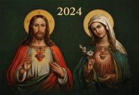 Okładka książki Kalendarz 2024 trójdzielny Serce Jezusa, Serce...