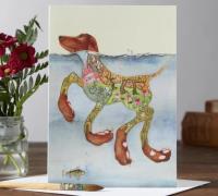 Opakowanie Karnet A044 B6 + koperta Pływający pies