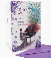 Opakowanie Karnet B6 NME-011 Brokat Urodziny Fortepian