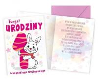 Opakowanie Karnet B6 Urodziny 1 zajączek
