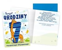 Opakowanie Karnet B6 Urodziny 7 żyrafa