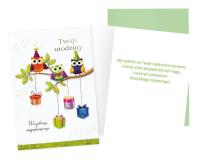 Karnet B6 Urodziny (sowy). Autor: Kukartka. SmakLiter.pl Okładka książki Karnet B6 Urodziny (sowy)