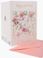 Opakowanie Karnet B6 ZZG-190505 złocony Urodziny Kwiatki