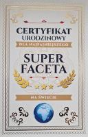Opakowanie Karnet Certyfikat Urodzinowy Super Faceta