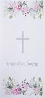 Karnet Chrzest DL C18 - Krzyż kwiaty róż. Wydawca: MAK. SmakLiter.pl Opakowanie Karnet Chrzest DL C18 - Krzyż kwiaty róż