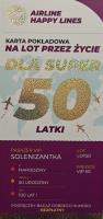 Opakowanie Karnet karta pokładowa 50 urodziny damskie