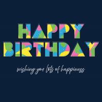 Opakowanie Karnet KW Happy birthday napis neon