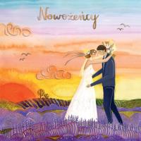 Opakowanie Karnet KW Ślub - Para w lawendzie