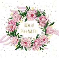 Opakowanie Karnet KW Wianuszek różowy Babcia