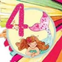 Opakowanie Karnet kwadrat CL4204_PO Urodziny 4 Dziewczynka