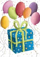 Karnet mini B8 Prezent z balonami. Wydawca: Henry. SmakLiter.pl Opakowanie Karnet mini B8 Prezent z balonami