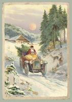 Opakowanie Karnet ST486 B6 + koperta Mikołaj w aucie Święta