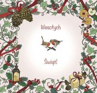 Opakowanie Karnet Swarovski kwadrat CL2312 Święta Ptaszki