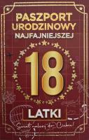 Opakowanie Karnet Urodziny 18 Nowy paszport damskie