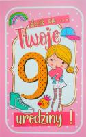Opakowanie Karnet Urodziny 9 dziewczynka 2K - 082