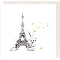Opakowanie Karnet Złocony kwadrat CL3805_BL Wieża Eiffla