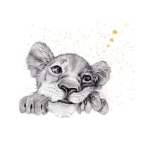 Opakowanie Karnet Złocony kwadrat CL3810_BL Lew