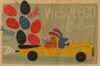 Kartka drewniana Świąteczny Zając. Wydawca: Milin. SmakLiter.pl Opakowanie Kartka drewniana Świąteczny Zając