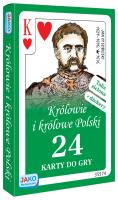 Karty do gry Królowie i królowe Polski 24 listki talia zielona. Wydawca: Jako. SmakLiter.pl Opakowanie Karty do gry Królowie i królowe Polski 24 listki talia zielona