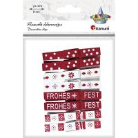 Opakowanie Klamerki drewniane białe, czerwone świąteczne 8szt