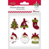 Opakowanie Klamerki drewniane z dekorem czerwone 6szt