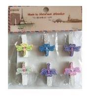 Opakowanie Klamerki ozdobne zwierzęce ważki 6szt