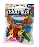 Opakowanie Klamerki + sznurek kolorowe 20szt