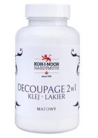 Klej 2w1 z lakierem do decoupage mat 200ml. Wydawca: Koh-I-Noor. SmakLiter.pl Opakowanie Klej 2w1 z lakierem do decoupage mat 200ml
