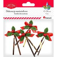 Opakowanie Kokarda czerwona z napisem Merry Christmas 4szt