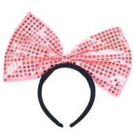 Opakowanie Kokarda na opasce - gigant z cekinami różowa