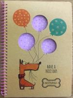 Opakowanie Kołonotatnik A5/80K kratka kraft Pies z balonami