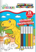 Kolorowa Dinoprzygoda.  Lubię Dinozaury. Numerkowe kolorowanki. Autor: Opracowanie zbiorowe. SmakLiter.pl Okładka książki Kolorowa Dinoprzygoda.  Lubię Dinozaury. Numerkowe kolorowanki