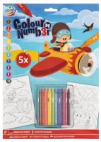 Opakowanie Kolorowanie po numerach A4 5ark Samolot