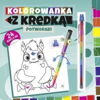 Kolorowanka z kredką. Potworki. Autor:   Praca zbiorowa. SmakLiter.pl Okładka książki Kolorowanka z kredką. Potworki