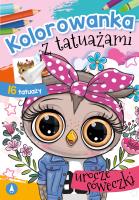Kolorowanka z tatuażami. Urocze sóweczki. Autor: WYDAWNICTWO SKRZAT. SmakLiter.pl Okładka książki Kolorowanka z tatuażami. Urocze sóweczki