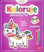 Koloruję pierwszy raz. Słodkości / KAZSTUDIO SA Bobaski i Miś. Autor: Martyna Jelonek. SmakLiter.pl Okładka książki Koloruję pierwszy raz. Słodkości / KAZSTUDIO SA Bobaski i Miś