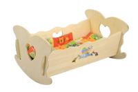 Kołyska mała drewniana dla lalek. Wydawca: Baczek. SmakLiter.pl Opakowanie Kołyska mała drewniana dla lalek