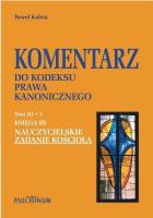 Komentarz do Kodeksu Prawa Kanonicznego T.3.1. Autor: Kaleta Paweł. SmakLiter.pl Okładka książki Komentarz do Kodeksu Prawa Kanonicznego T.3.1
