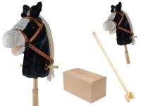 Opakowanie Koń z dźwiękiem drewniany kij z kółkami czarny