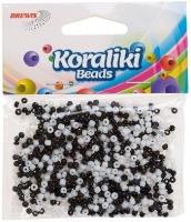 Koraliki akrylowe do nawlekania białe czarne 35mm. Wydawca: Brewis. SmakLiter.pl Opakowanie Koraliki akrylowe do nawlekania białe czarne 35mm