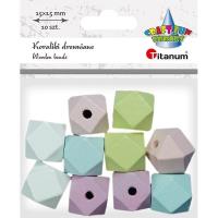 Opakowanie Koraliki drewniane kostki ścięte pastel 10szt