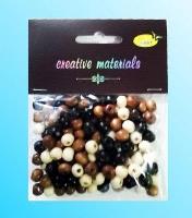 Opakowanie Koraliki drewniane naturalny mix ok 26g ok150szt