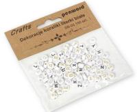 Opakowanie Koraliki literki białe 7x7mm 100szt