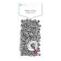 Opakowanie Koraliki - Literki srebrne 130szt GRKO-020