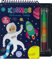 Kosmos. Kolorowanki, naklejki, 4 neonowe markery. Autor:   Praca zbiorowa. SmakLiter.pl Okładka książki Kosmos. Kolorowanki, naklejki, 4 neonowe markery