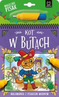 Kot w Butach. Malowanka z pisakiem wodnym. Autor: Podgórska Anna. SmakLiter.pl Okładka książki Kot w Butach. Malowanka z pisakiem wodnym